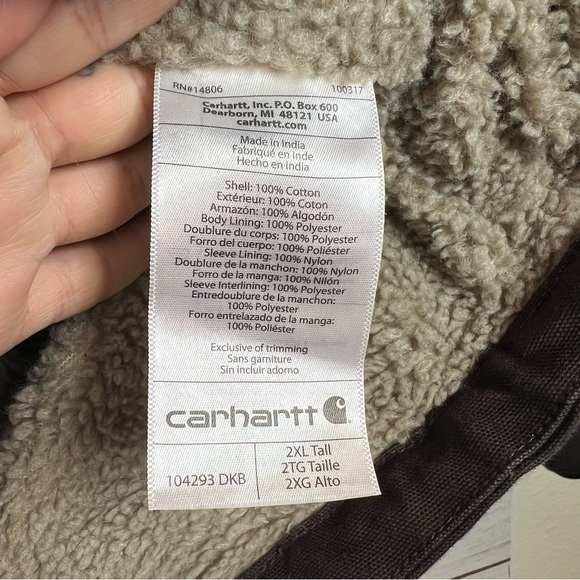 Carhartt Mens Sherpa Lined Field Jacket Dark Brown Size 2XL Tall - Picture 10 of 13